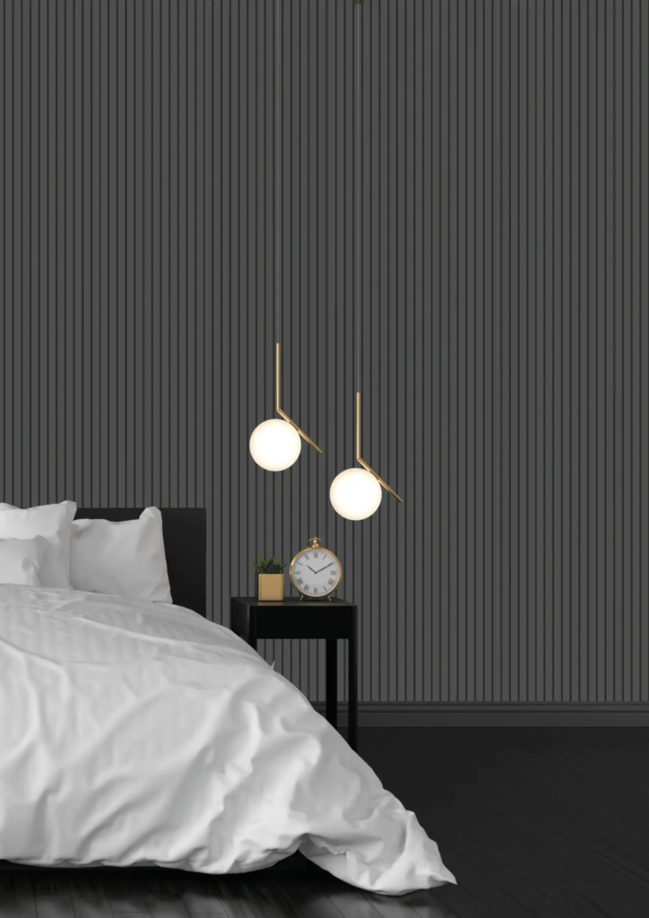 Charcoal Louvers for bedroom architectural panels 