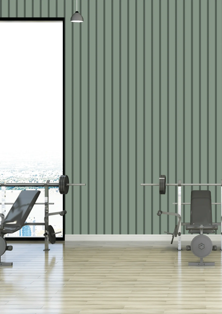 Hue Mint Louvers-1 panel for gym interior design 